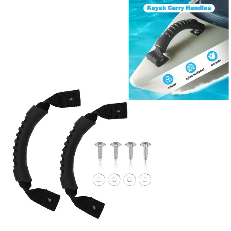 

1/2/4 Pcs Plastic Handle Kayak Canoe Woven Strap Additional Handle Strap With Screws for Kayaks Suitcase Luggage