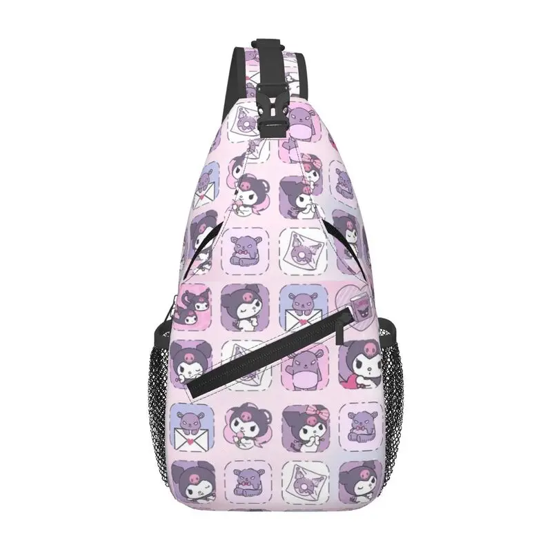 

Casual My Melody And Kuromi Sling Bags for Cycling Camping Men's Chest Crossbody Backpack Shoulder Daypack
