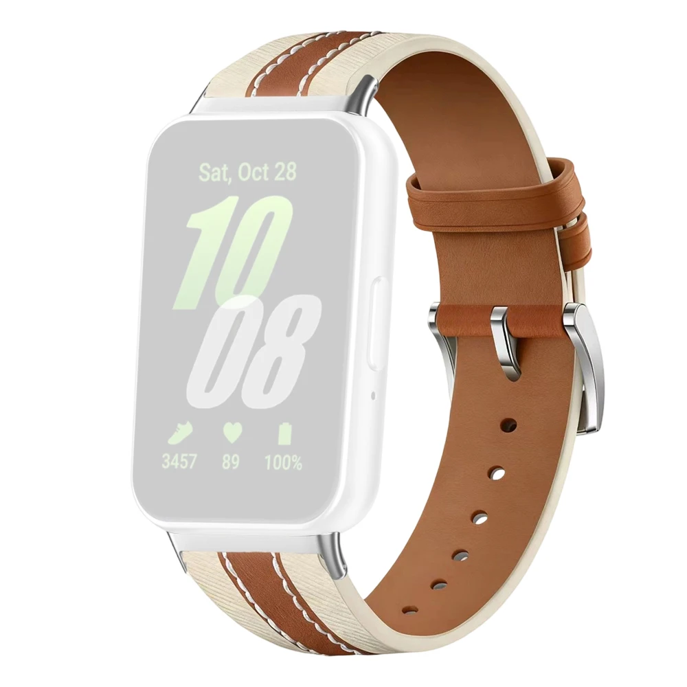 

Color Matching Genuine Leather Strap for Samsung Galaxy Fit3 Quick Release Watch Band - Brown