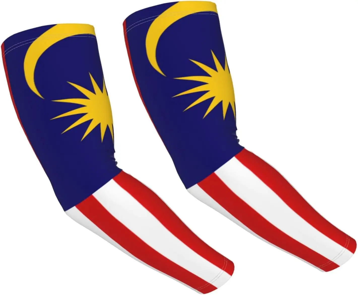 マレーシア国旗プリント-ニュートラル-大人用アームスリーブ-通気性のある生地-冷却アームスリーブ-軽量で伸縮性のあるアームスリーブ
