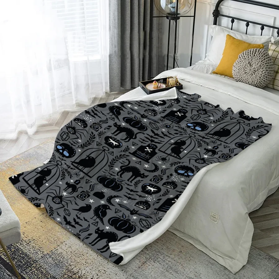 Halloween-Themed Blanket Microfiber Flannel Cover Blanket Bedroom Living Room Sofa Soft And Comfortable Home Decoration