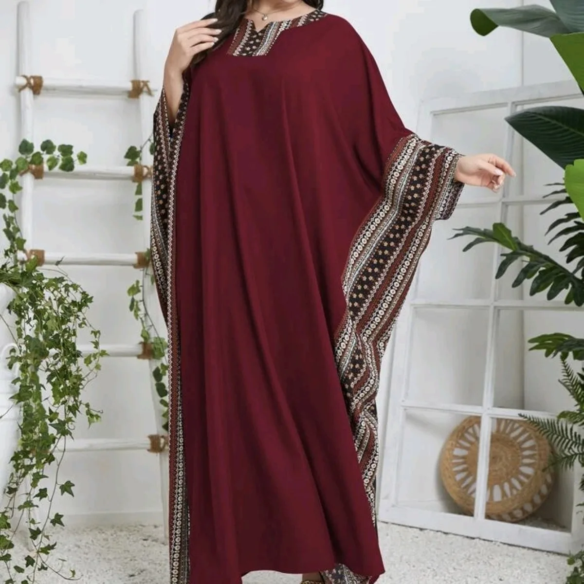 

Abaya For Women Ramadan Gurban Moroccan Caftan Kaftan With Bat Sleeves Muslim Arab Dubai Robe Dress Loose Elegant Clothing