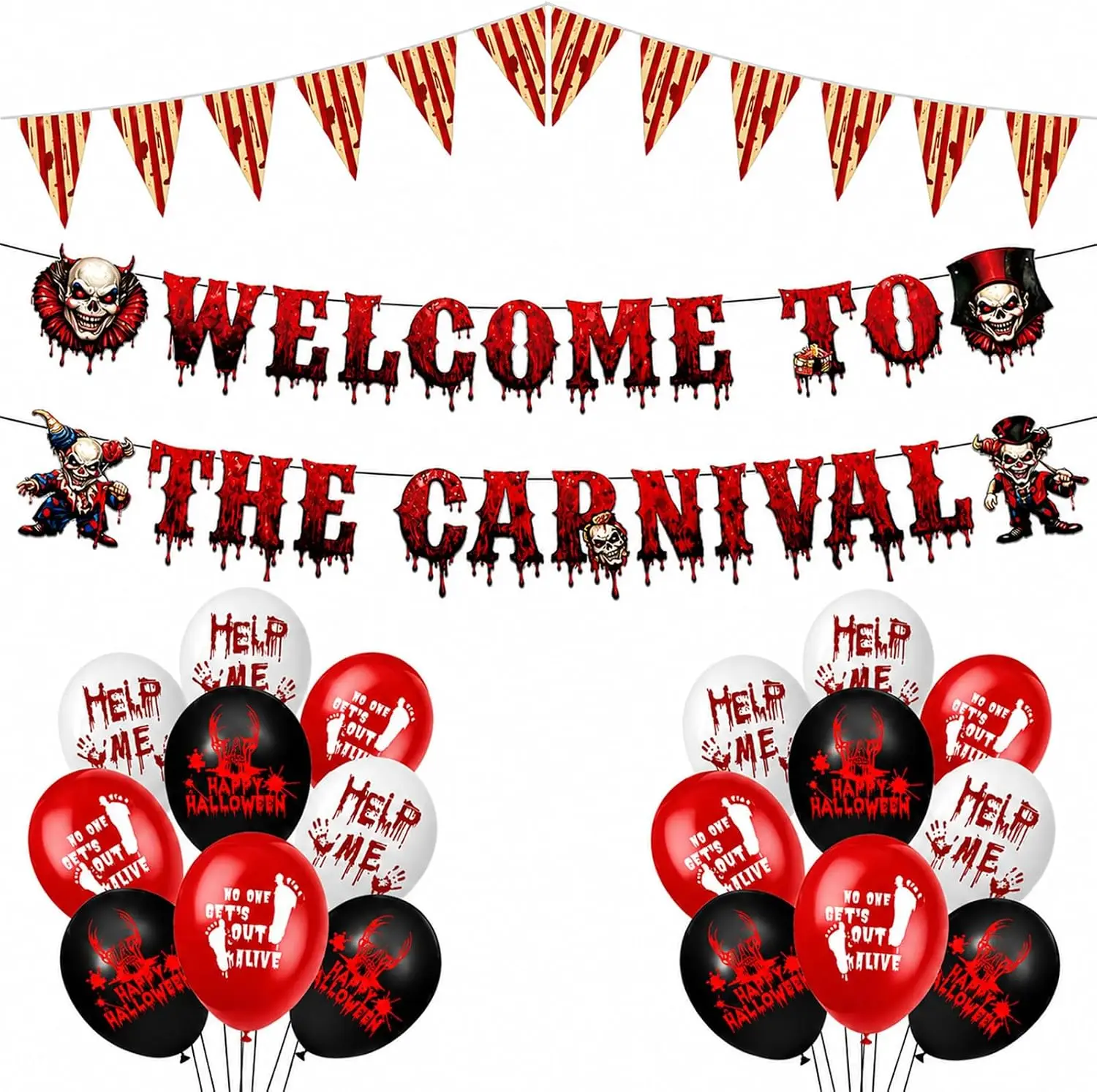 22 Pcs Clown Halloween Party Supplies, Scary Circus Carnival Decor Set