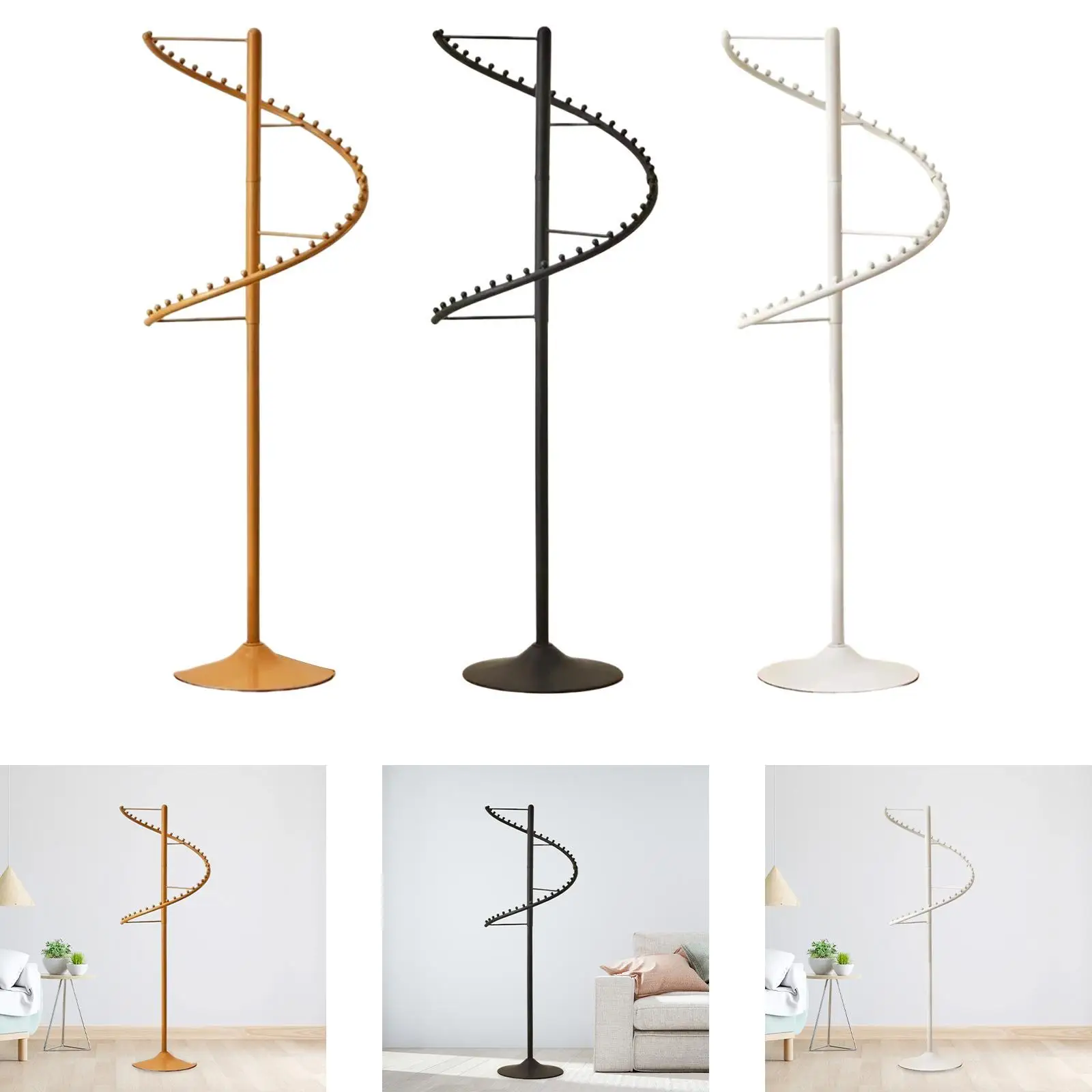 Spiral Rotating Clothing Rack Carbon Steel Cloth Display Stand for Bedroom