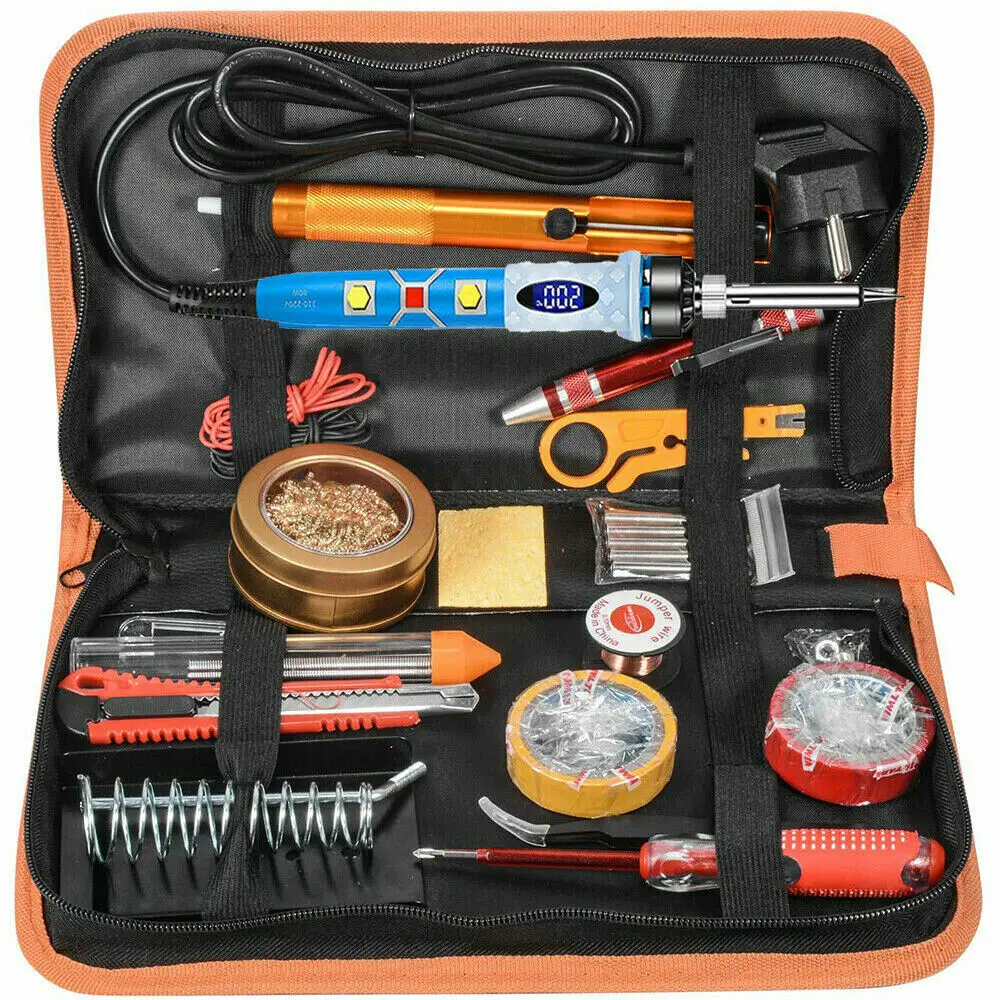 LCD Digital Adjustable Temperature Electric Soldering Iron Kit 110V 220V 80W Soldering Iron Kit Soldering Tips Desoldering Pump