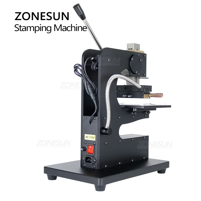 ZONESUN Manual Leather Wood Wallet Hot Foil Stamping Machine Heat Press Machine Presses Tool with Infrared Locator