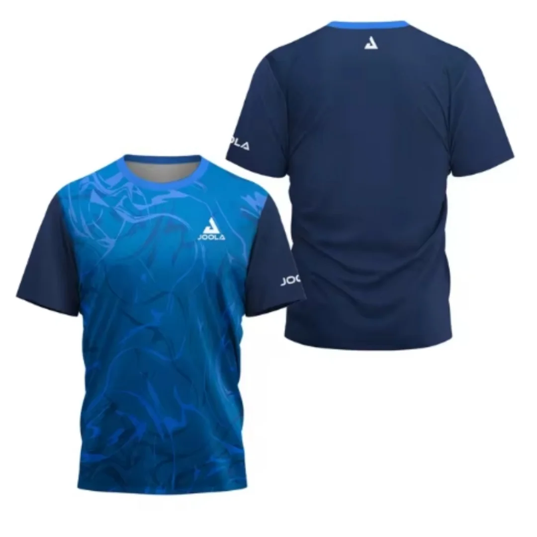 2024 New Men's T-shirt Summer Fashion Table Tennis Flower Printed Short sleeved Badminton Tennis Quick drying Short sleeved Men'