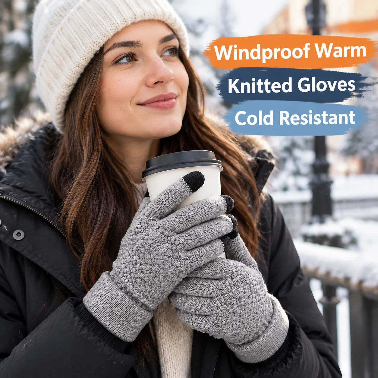 Touchscreen Winter Windproof Warm Knitted Gloves for Men Women Thick Cold Resistant Sensitive Outdoor Cycling Driving
