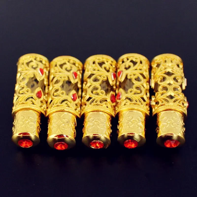 1PC 3ml Alloy Glass Perfume Bottles Arab Style Metal Essential Oils Bottle with Glass Dropper GOLD Color