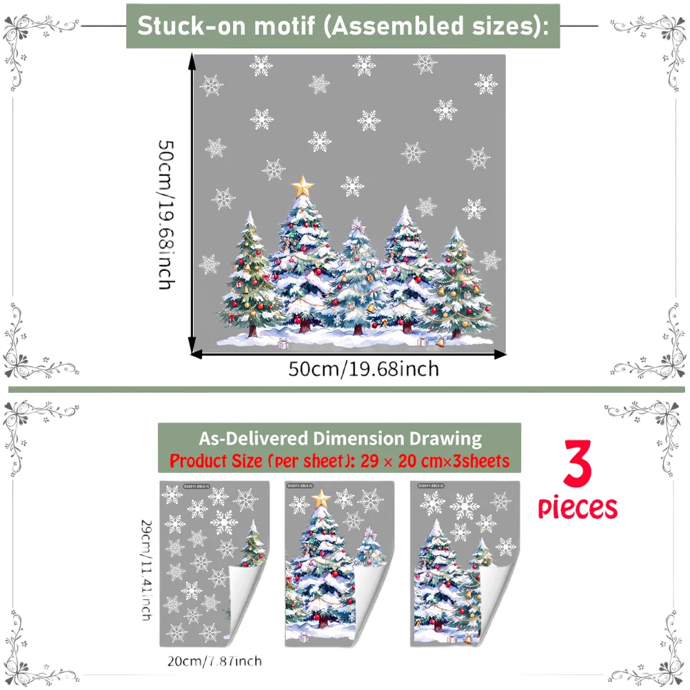 New Christmas Clings Snowflake Tree Electrostatic Stickers PVC No-Residue Removable Window Decals Xmas Home Party Glass Decor