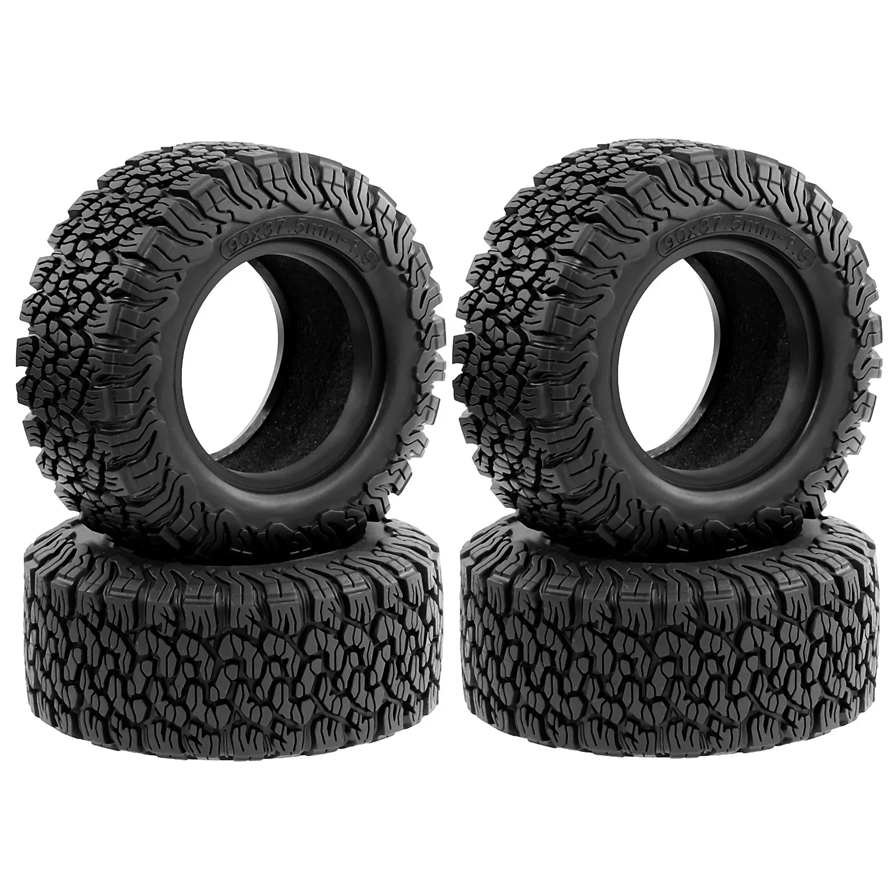 

4Pcs 1.9 inch 90*37mm Beadlock Rubber Wheel Tires for RC Crawler Car Axial SCX10 Model Upgrade Parts