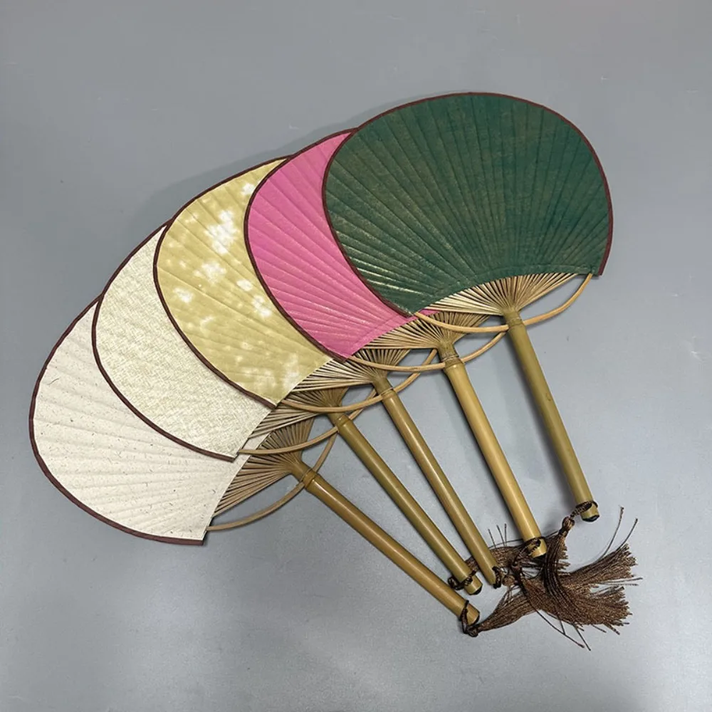 Art Crafts Gift Vintage Hand Painted Fan Paper with Tassels Blank Hand Fan Bamboo Handle Chinese Style DIY Fan Painting