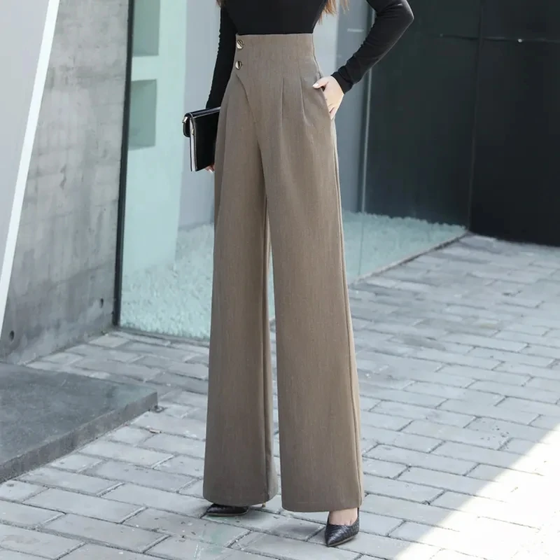 2024 New Long Pants Womens Spring Autumn Loose Drape Full Matching Straight Leg Pants For Female High Waist Versatile Trousers