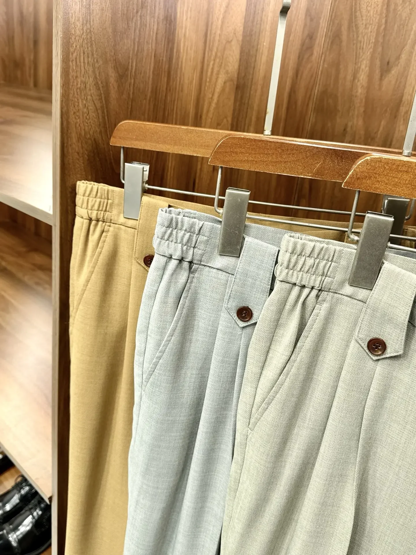 

LP linen side elastic straight business casual trousers