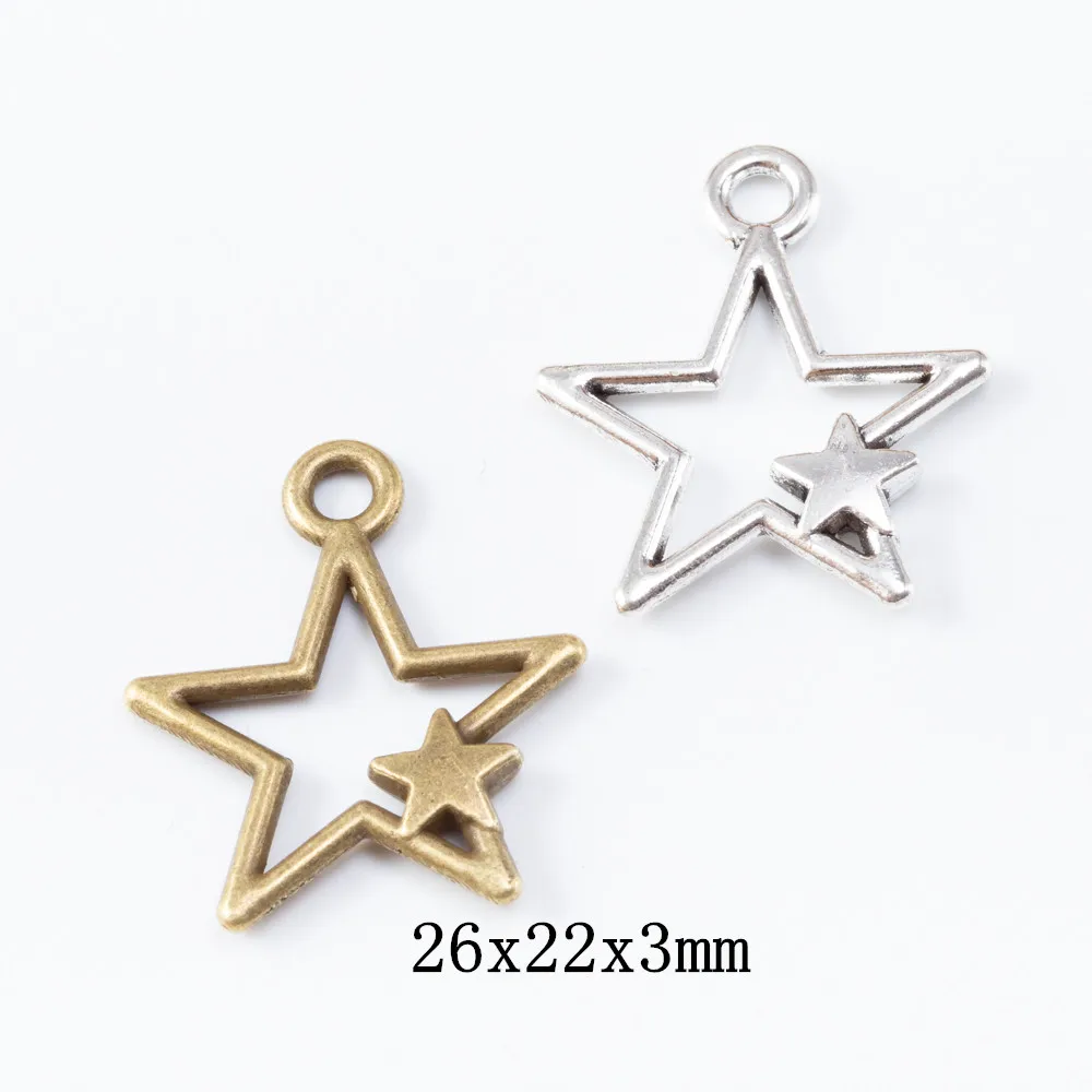 

40pieces (stars) vintage zinc alloy charm metal pendant DIY jewelry discovery making accessories 1565