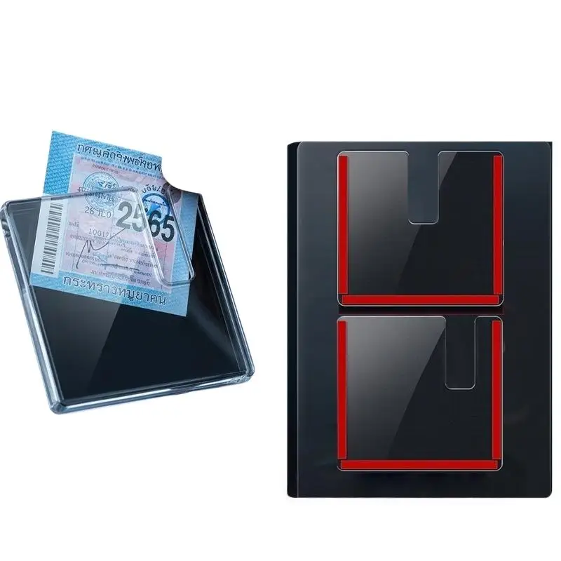 Clear Car Static Cling Document Holder No Residue Windshield Label Pocket for Tax Inspection Sticker Parking Ticket