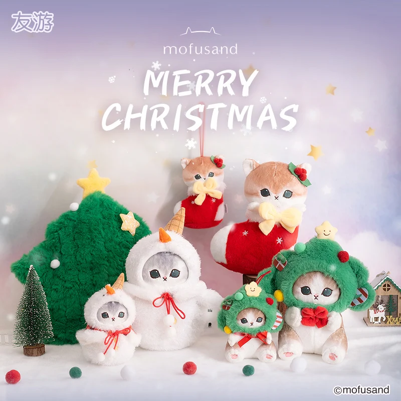 

Mofusand Shark Cat Christmas Series Plush Toy Handbag Pendant Keychain Cute Cartoon Soft Comfortable Doll Anime Peripheral Gifts