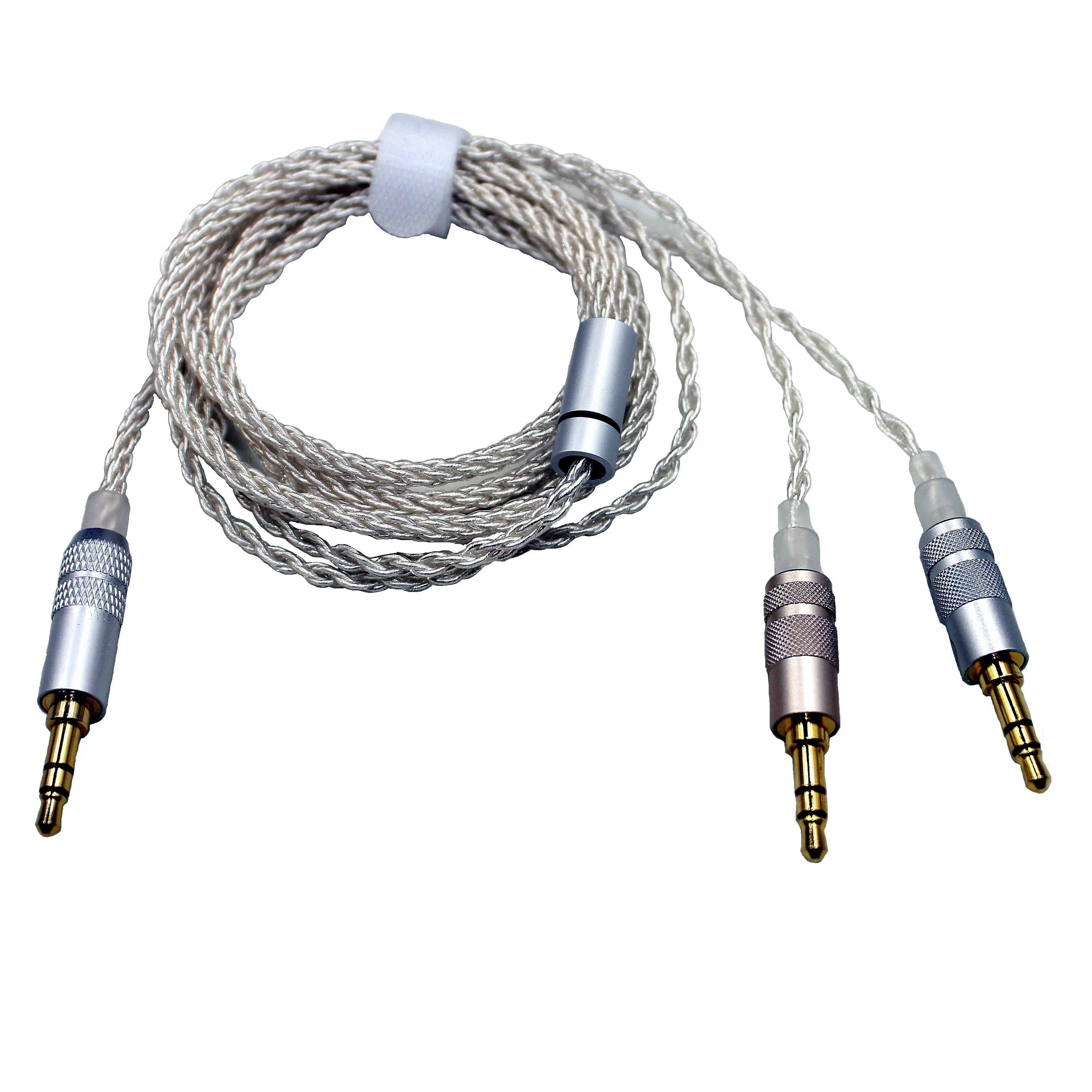 Câble de mise à niveau Hifi plaqué argent à 17 conducteurs, câble principal avec branche principale de 3.5mm, prise au plaquée évitée de 2 à 3.5mm, haute qualité