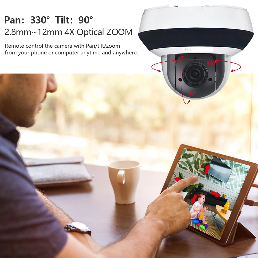 Imagem -03 - Hikvision Original Ptz ip Câmera Ds2de2a404iw-de3 Updateable 2.812 mm 4x Zoom com Poe H.265 Cctv Vigilância de Vídeo