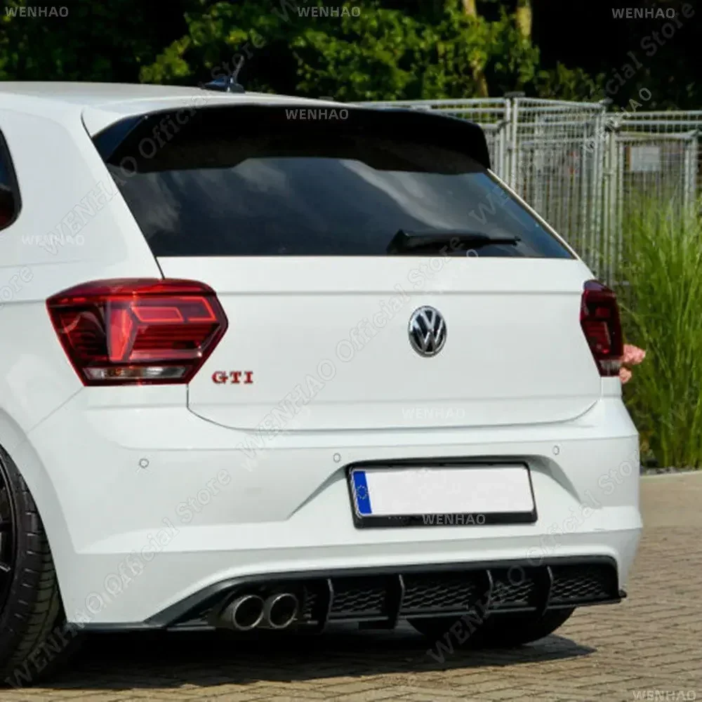 4 Fins Car Rear Bumper Diffuser For Volkswagen POLO 6 MK6 GTI GTD Rear Splitters Spoiler Lip Bodykits 2017 2018 2019 2020 2021