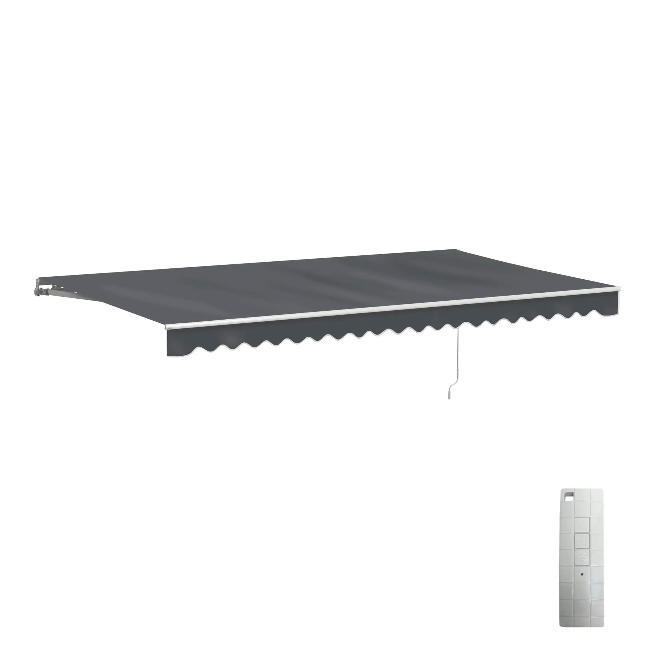 Electric Patio Awning Caribbean White Frame 16x10 Gray
