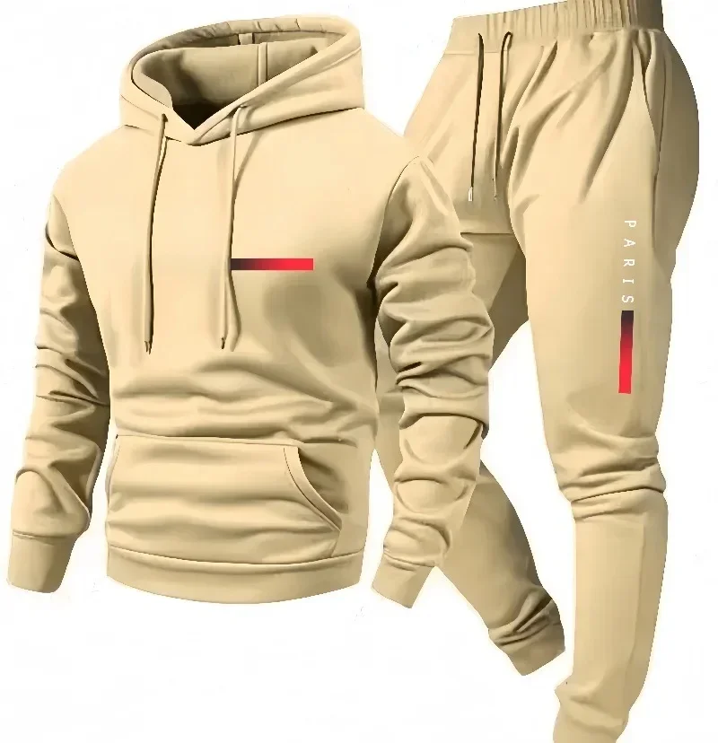 

Mens Letter Print Hoodie and Drawstring Sweatsuit Set Casual Streetwear Style Two Piece Tracksuit for Spring Autumn Daily Wear
