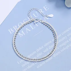 S925 Stamp Silver Color Double Layer Twist Rotation Bracelet Female Interval Round Beads Bracelets Korean Fresh Jewelry Gifts