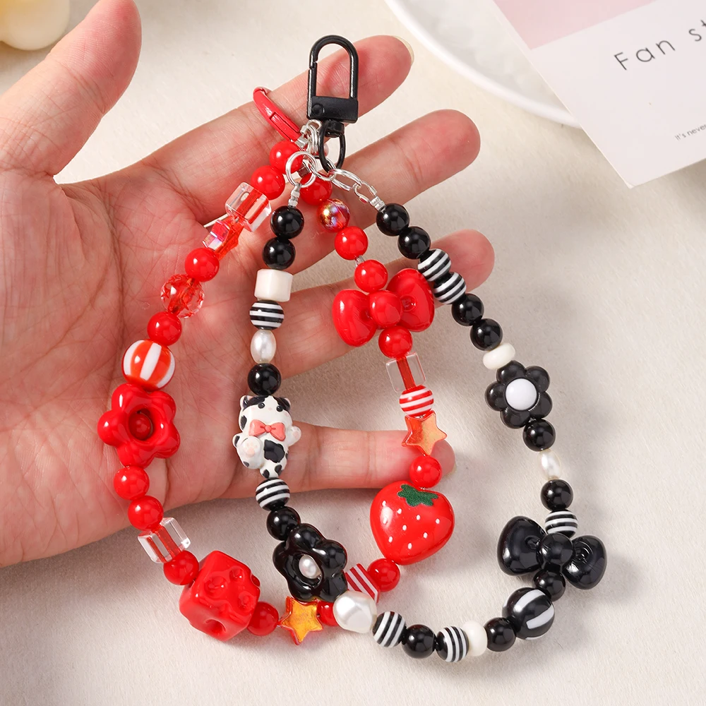 Aihua Handy-Lanyard mit Schleifen-Design, Perlenarmband, Schlüsselanhänger für das Auto, Cartoon-Design, Anti-Verlust-Hängeband, Handgelenksband, Geschenk für Frauen – Detail 3