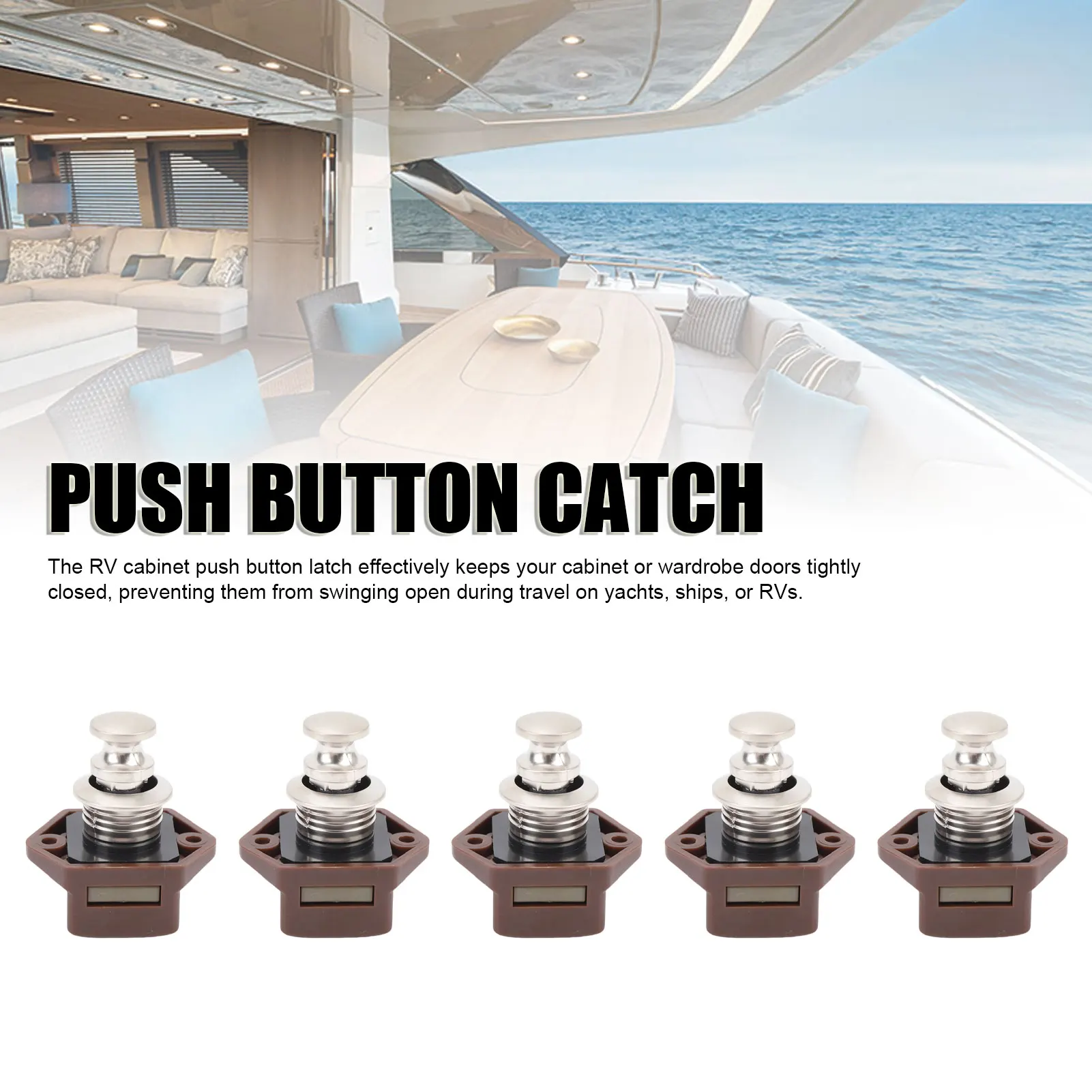 Push Button  Elegant Multipurpose RV Keyless Cupboard Door Knob  for Motorhome Home Yachts RV Push Button