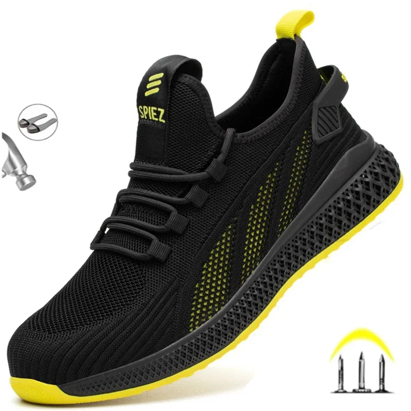 Breathable Men Safety Work Shoes Steel Toe Cap Puncture-Proof Sneakers Non-slip Indestructible Boots Lightweight Footwear