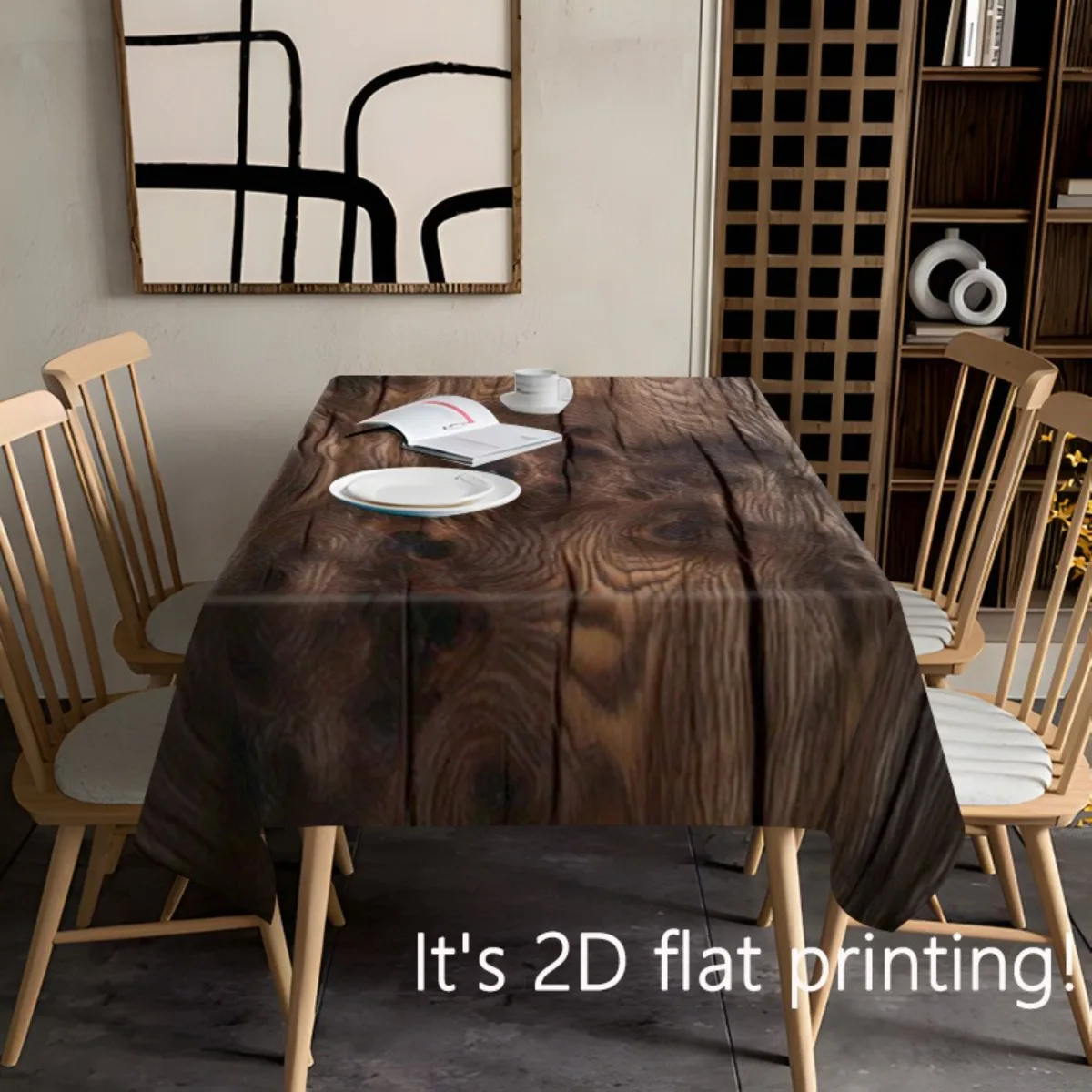 1pc Retro Wood Grain Pattern Printed Tablecloth Long Rectangular Tablecloth Coffee Table Cover Cloth Festival