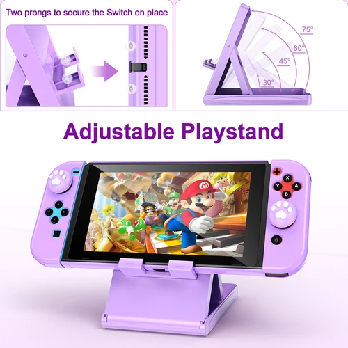 Imagen 2 del producto Accesorio de almacenamiento de interruptor portátil Kit de juego 15 en 1 con bolsa de interruptor, soporte ajustable, funda protectora para consola de interruptores y J-Con