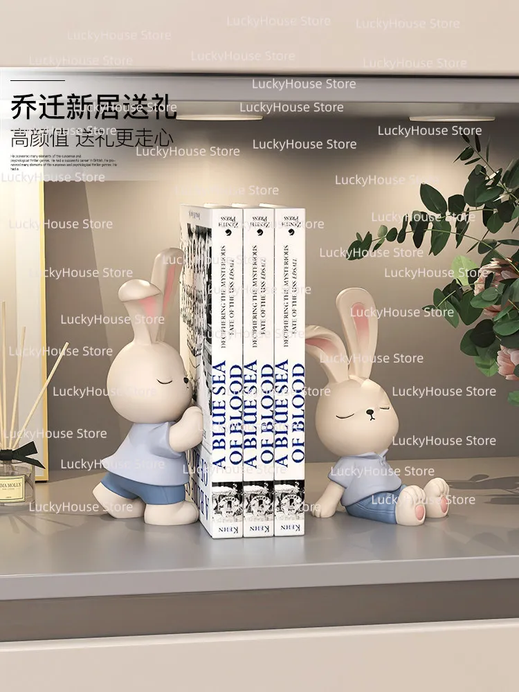 Cute Rabbit Bookends Cartoon Book Stand Home Decor Living Room Entryway Cabinet Shelf Decoration Ornament