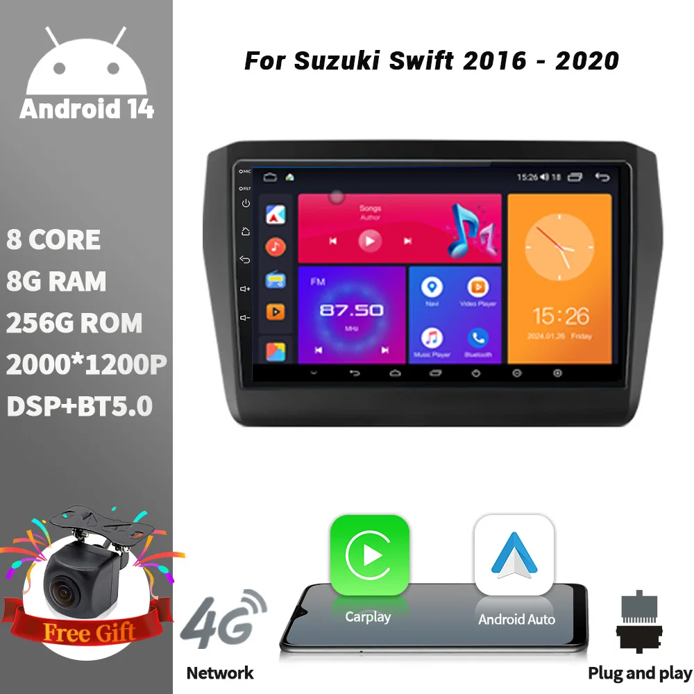 

Wireless CarPlay Screen Stereo Android For Suzuki Swift 2016 - 2020 Car Radio Multimedia Player Navigation