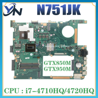 N751JK Laptop Motherboard For Asus N751J N751JM N751JX N751JK Notebook Mainboard I7-4720HQ/4710HQ GTX850M GTX950M EDP LVDS