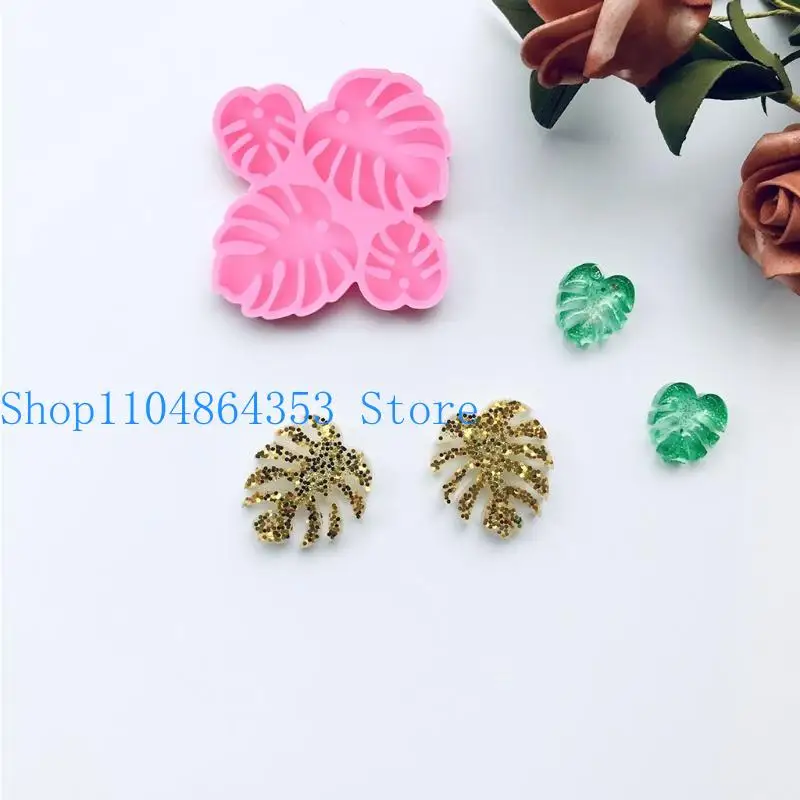 652F Monstera يترك أزرار الأذن قالب السيليكون مناسب للراتنج راتنج راتنجات الإيبوكسي DIY Craft Craft Morning Making Jewelry