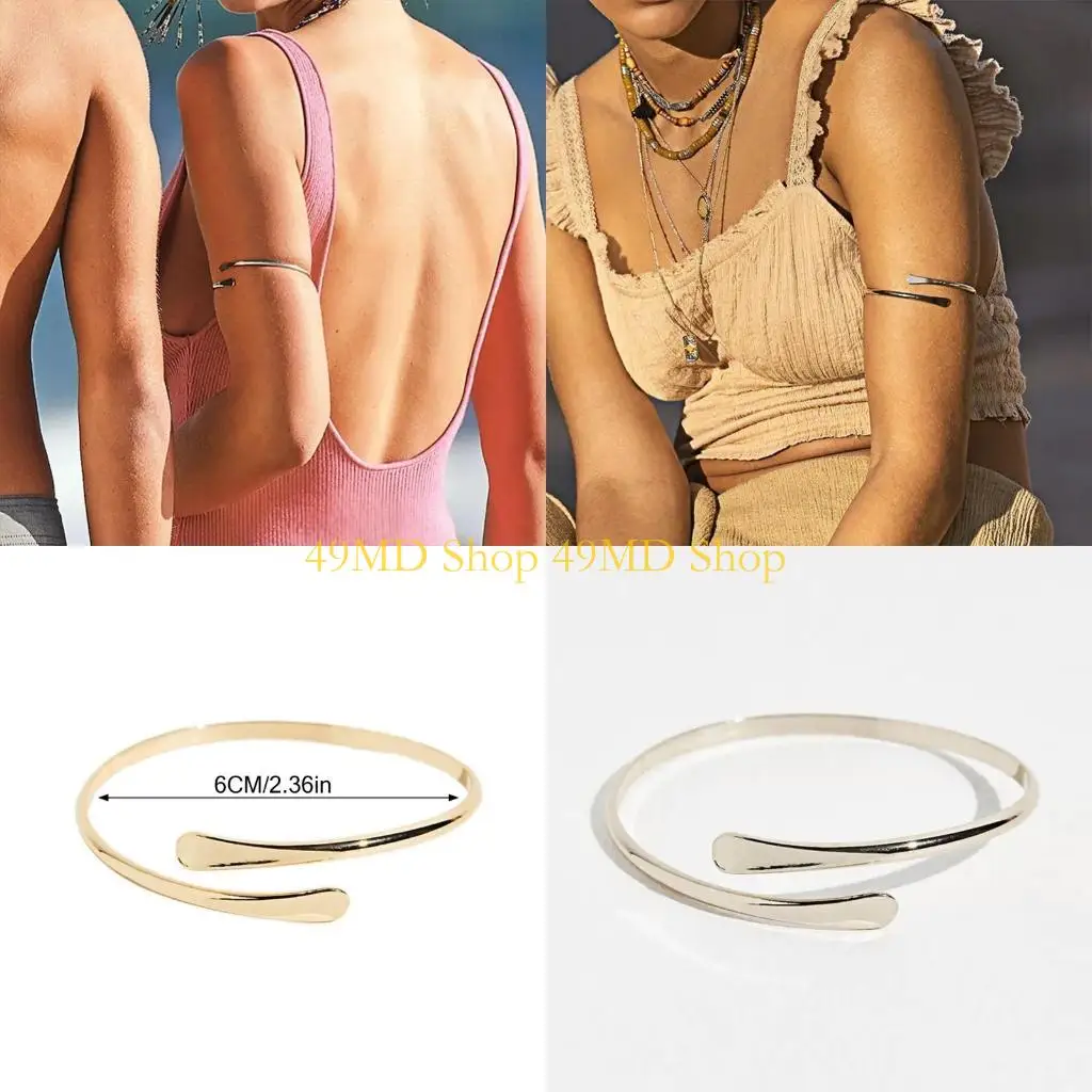 

49MD Costume Metal Adjustable Armband Punk Metal Coiled Adjustable Upper Arm Cuff Flexible Medusa Bracelet Hollween