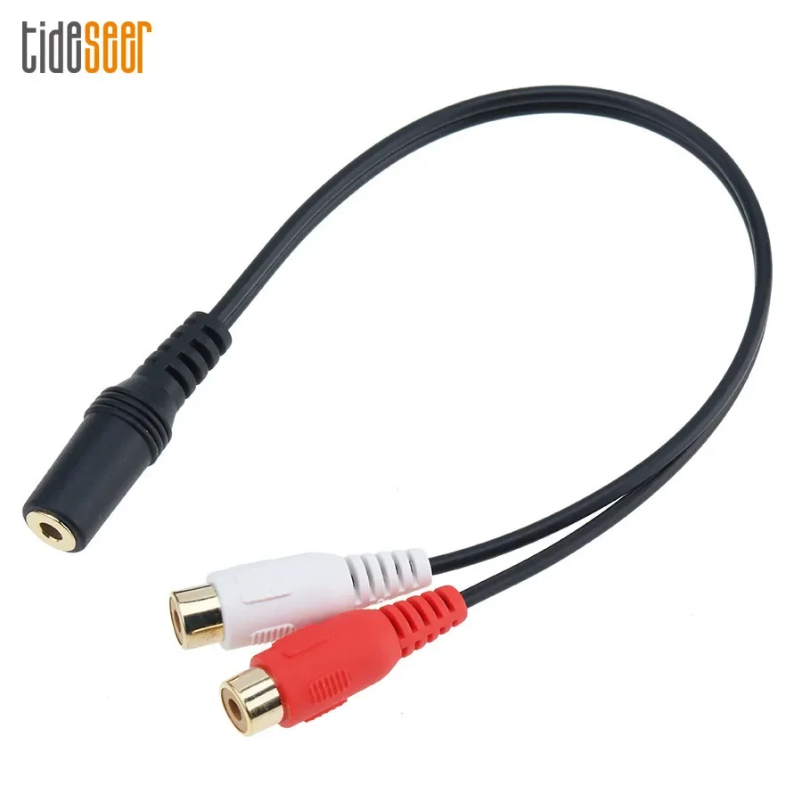 300pcs Universal 3.5mm Stereo Audio Female Jack to 2 RCA Female Socket Y Splitter Cable Adapter for Headphones DVD CD TV VCR