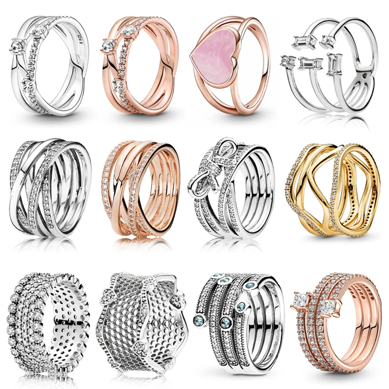 

Classic Women's Ocean Love Retro Multi Loop Interwoven Ring Fashion Girlfriend Festival Exquisite Charm Jewelry Gift