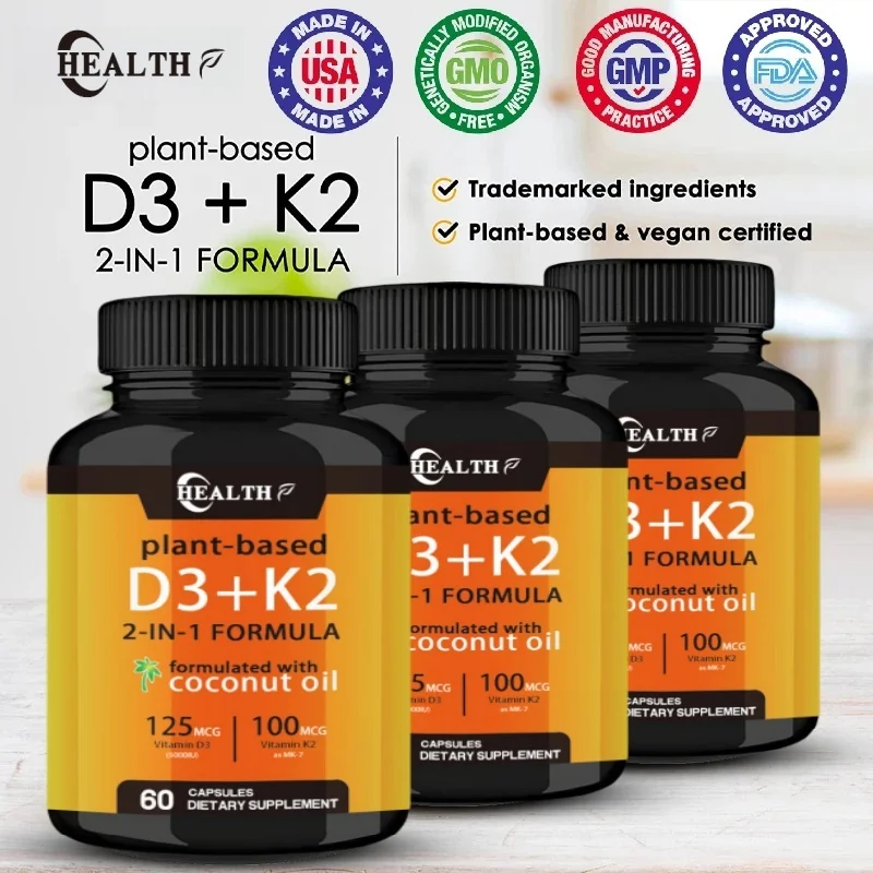 Vitamin K2+d3 Contains Organic Coconut Oil For Easier Absorption | 2-in-1 Supports Your Heart, Bones, And Teeth