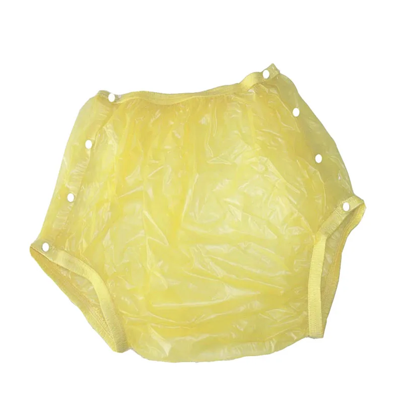 Waterproof PVC Button Adult Diaper Coat Snap Reusable Incontinence Pants Nappy Plastic Transparent Can Be Opened All