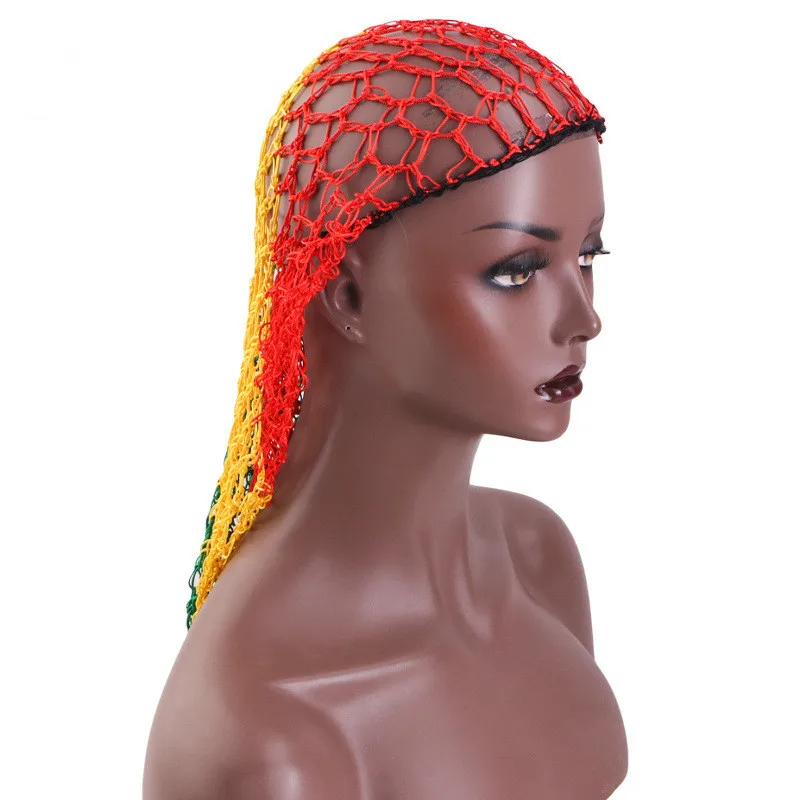 Women Crochet Hair Snood with Elastic Edge Long Hair Net Head Cover Hair Care Nightcap Mesh Pocket Wrap Dreadlock Headwear