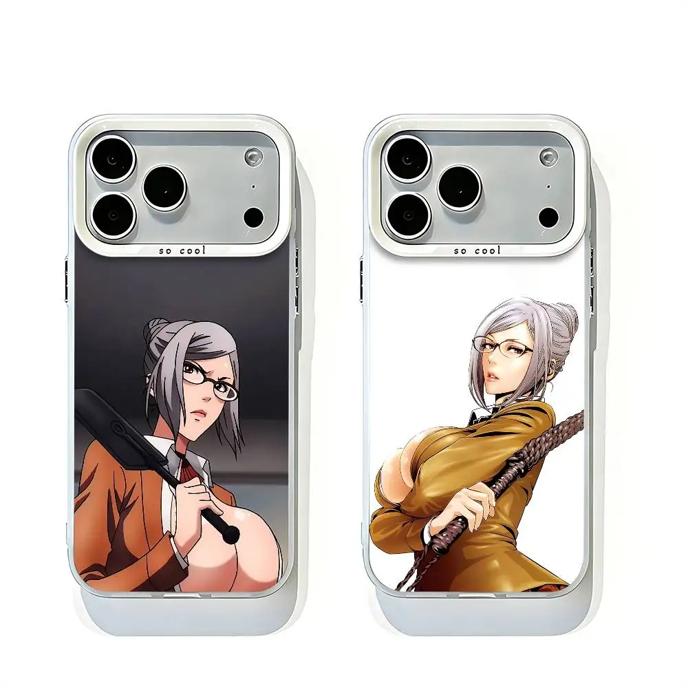 Funda Protectora Blanca Mate M-Meiko S-Shiraki P-PrisonS para iPhone 17 16 15 14 13 12 11 Pro Max con Orificio Grande para la Cámara