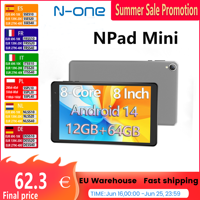 N-one Npad Mini Android 14 Tablet 8-inch 1280*800 IPS Screen 4GB+8GB Expansion RAM 64GB ROM WiFi 6 Bluetooth 5.2 Type-C GPS 2024