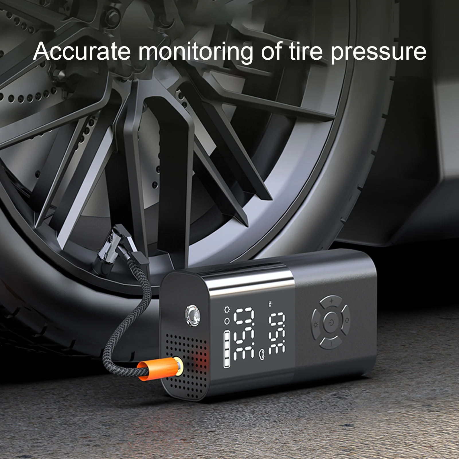 Portable Tire Inflator 5 to 150PSI LCD Display Electric Car Tire Pump with Emergency Starter Digital Pressure Meter Air Pump