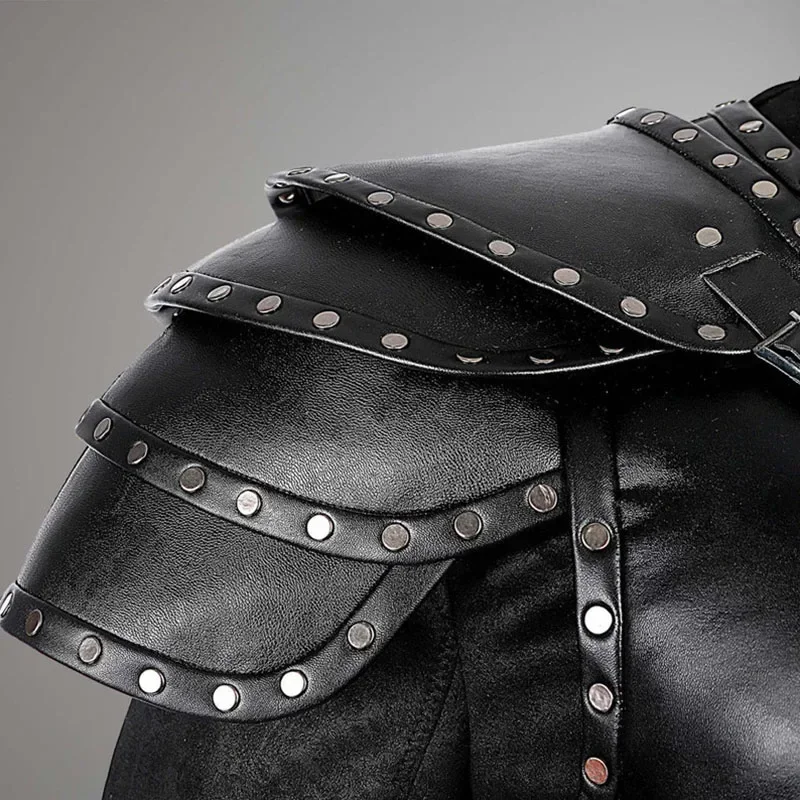 القرون الوسطى الفايكنج القراصنة الكتف درع المصارع فارس المحارب بولدرونز القوطية Steampunk بولي Leather الجلود درع تأثيري حلي LARP