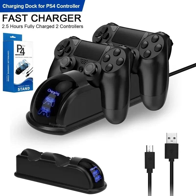

For PS4 Controller Charger Dock Station Fast Charging Station with LED Indicator for PS4/PS4 Slim/PS4 Pro