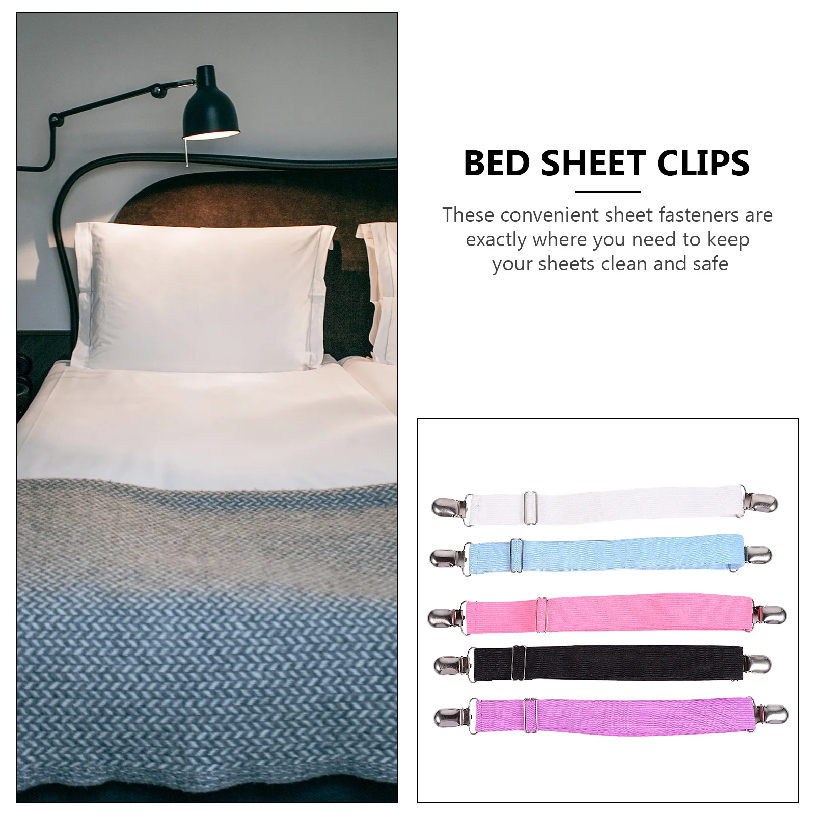 

5Pcs Adjustable Bed Sheet Grippers Anti-Slip Design Sturdy Clamps Fix Quilts Mattress Pads Sheet Fastener Clip