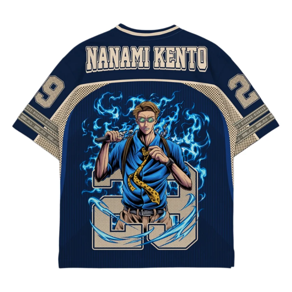 Bandai Kento Nanami Oversized Jersey Jujutsu Kaisen Anime Adult Kids Athleisure V-Neck T-Shirt Summer Quick-dry Soft Lightweight