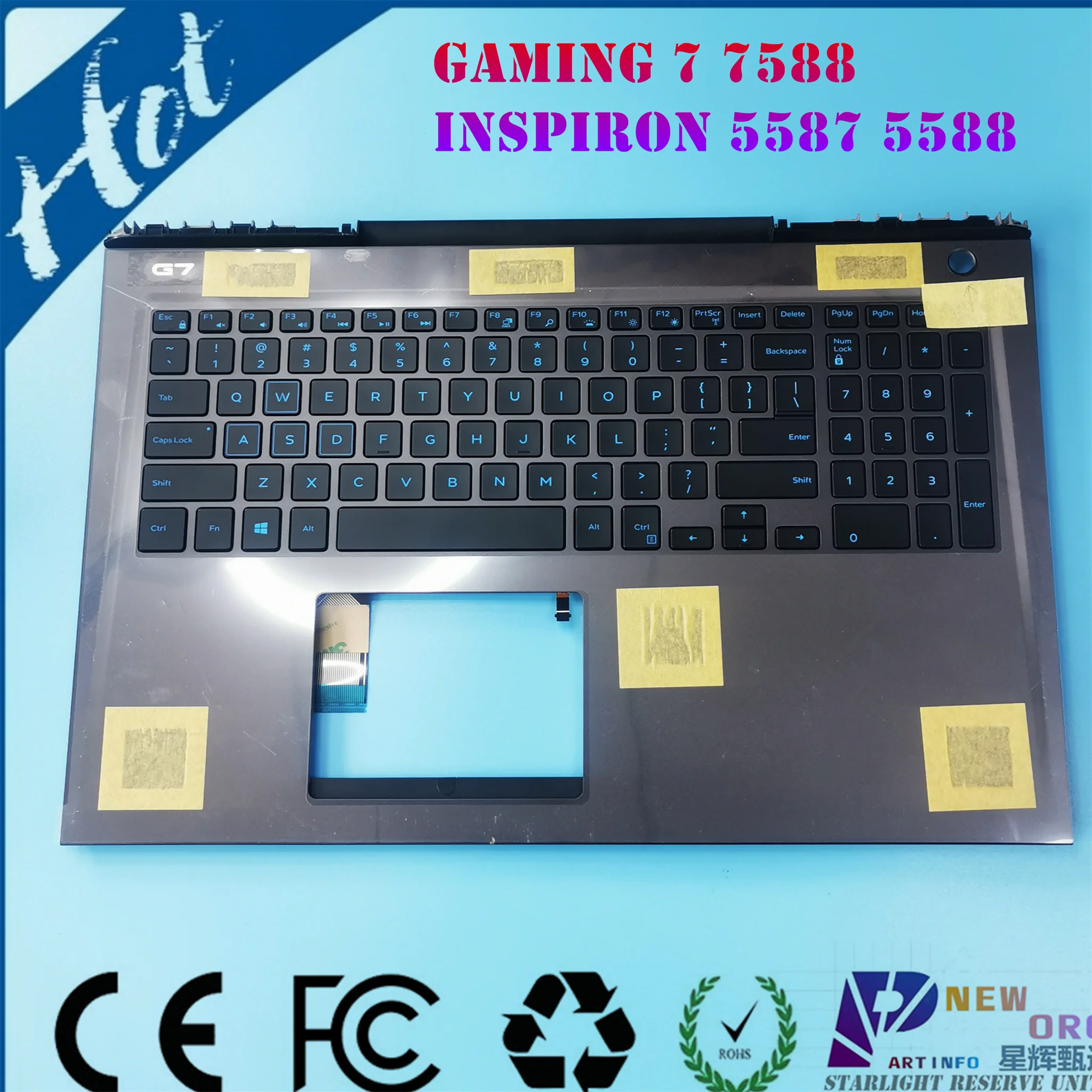 

US backlight keyboard of Laptop palm rest assembly For DELL GAMING7 G7-7588 inspiron15 5587 7577 7578 Series RED/BLUE